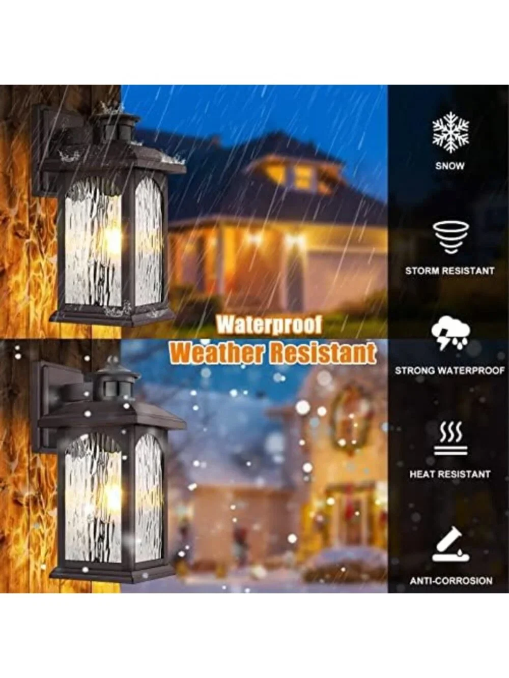 2 Pack Motion Sensor Outdoor Wall Lights - Oil Rubbed Bronze, Weatherproof